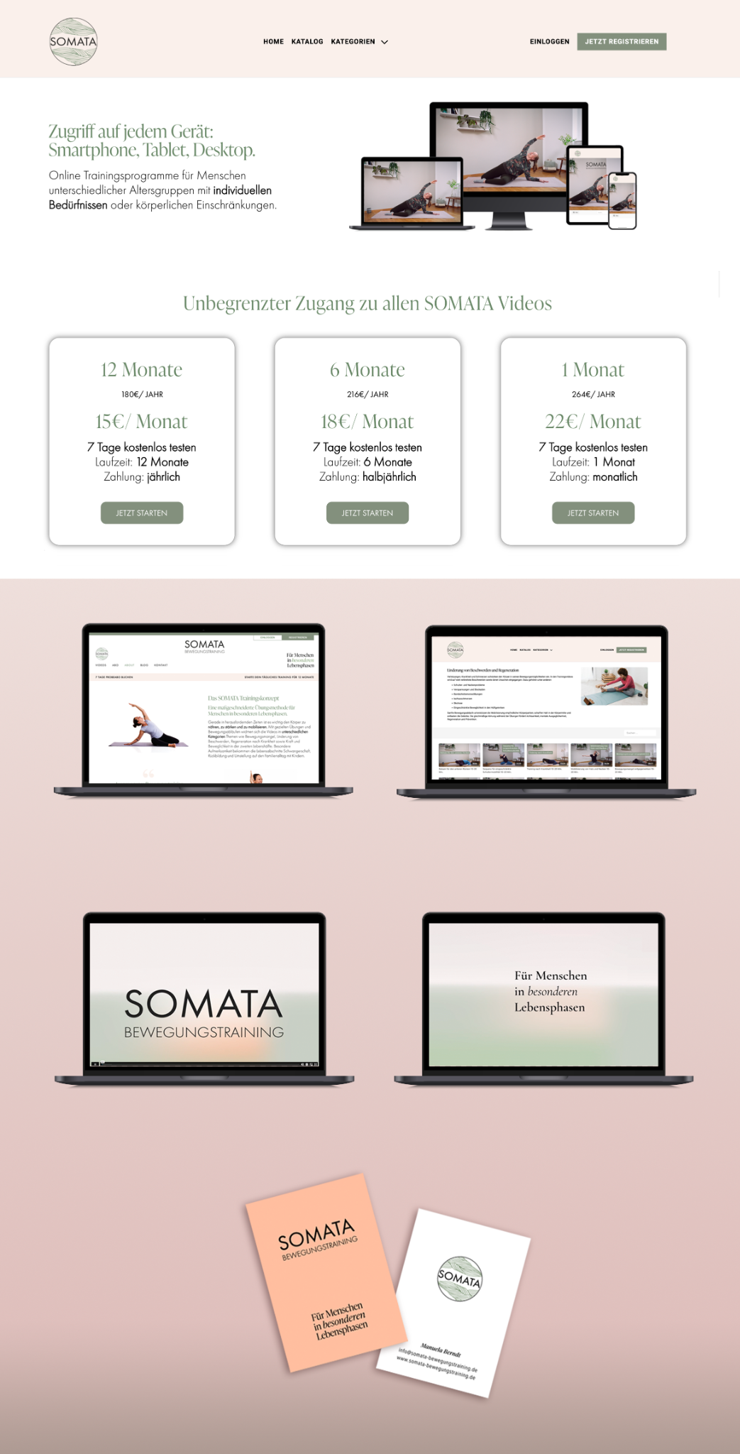 SOMATA Video- und Aboplattform im entwickelten Corporate Design